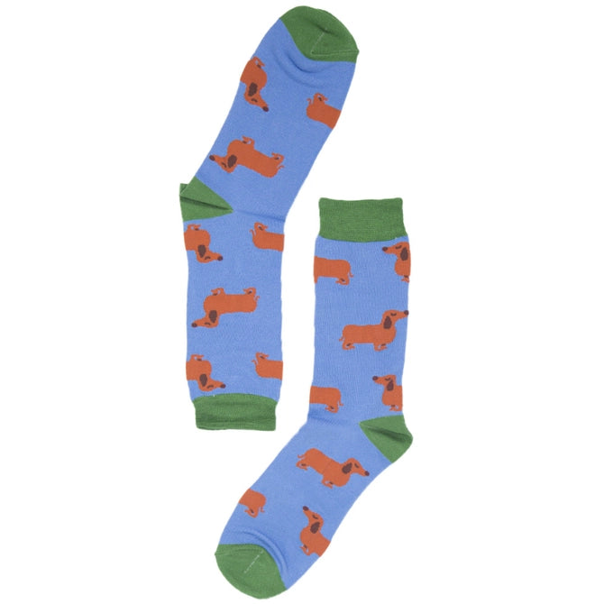 Sock Talk Dachshund Blue Bamboo Socks