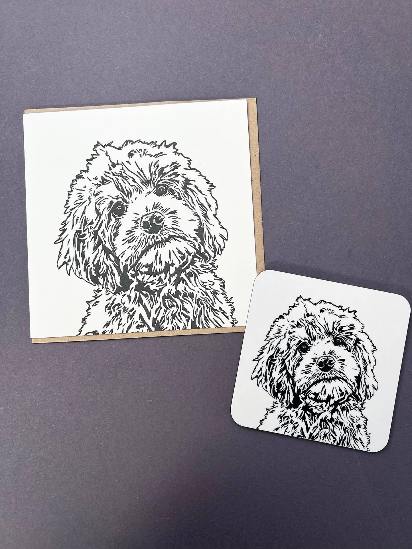 Penguin Ink Cockapoo Puppy Big Card
