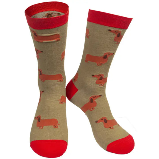 Sock Talk Dachshund Beige Bamboo Socks