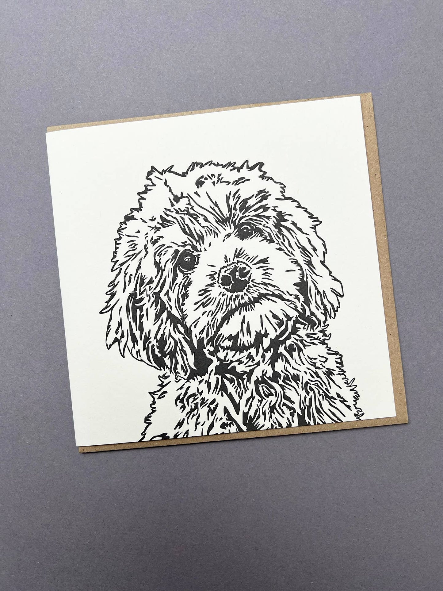 Penguin Ink Cockapoo Puppy Big Card