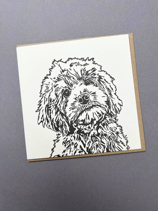 Penguin Ink Cockapoo Puppy Big Card