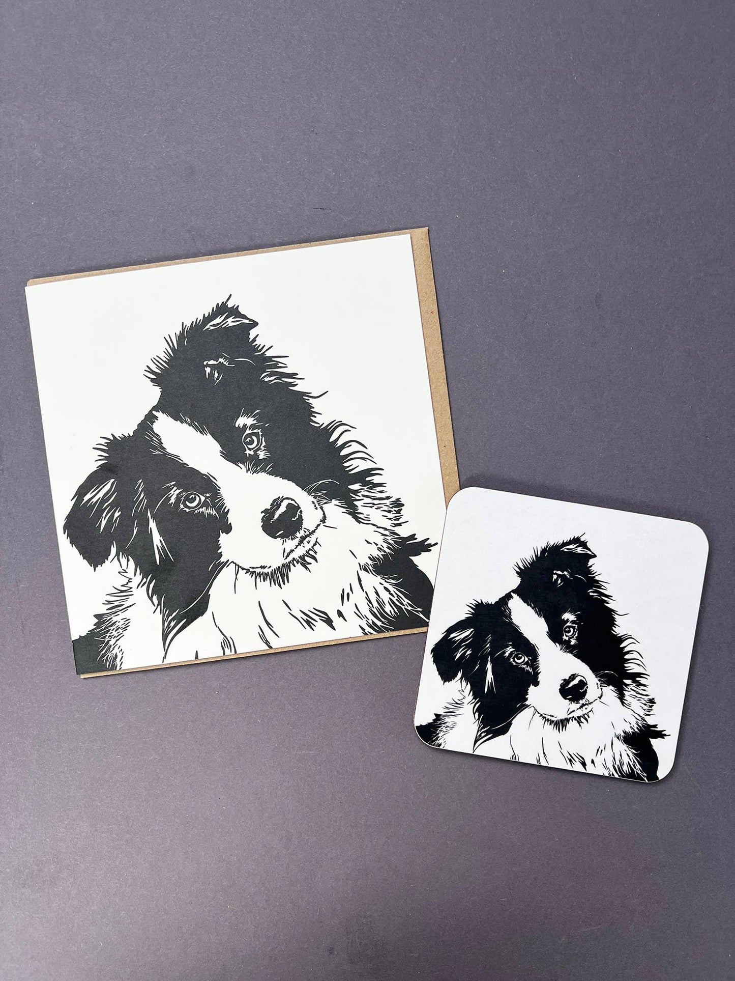 Pengiun ink Border Collie Puppy Card