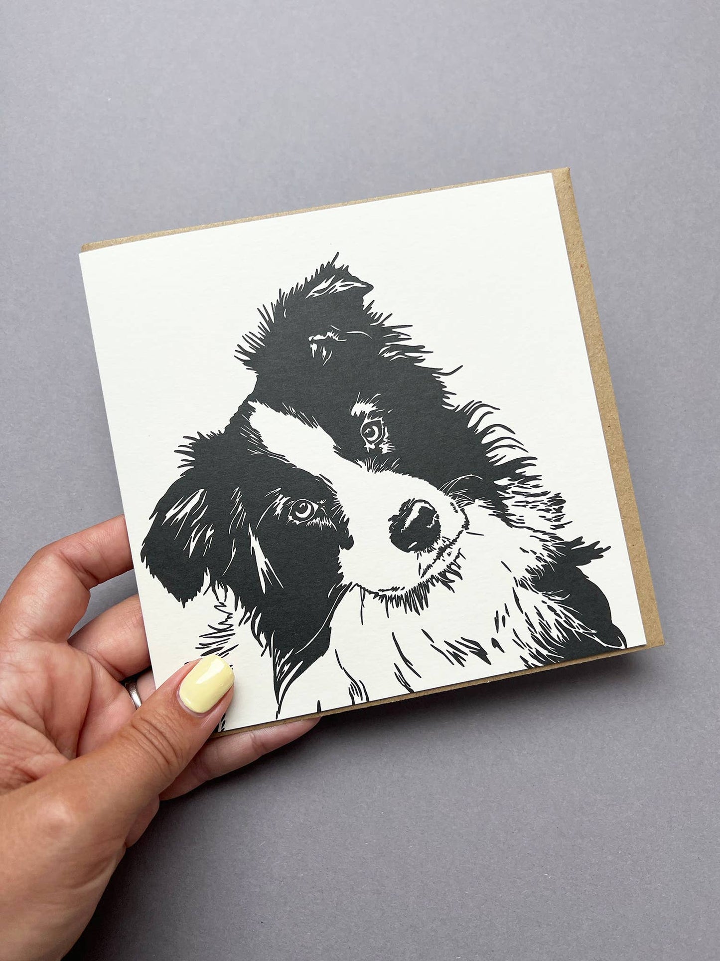 Pengiun ink Border Collie Puppy Card
