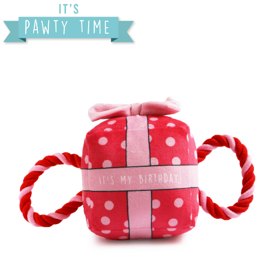 Pink 'Its my Birthday' Present Dog Toy ( 2 Sizes)