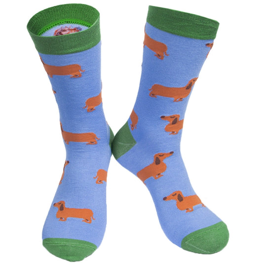 Sock Talk Dachshund Blue Bamboo Socks