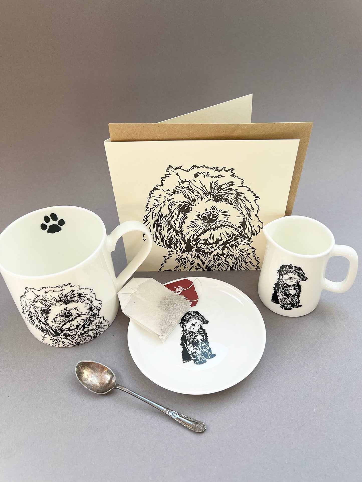 Penguin Ink Cockapoo Puppy Big Card