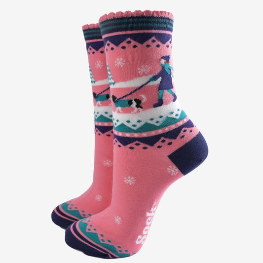 Sock Talk Winter Walking Dog Bamboo Socks