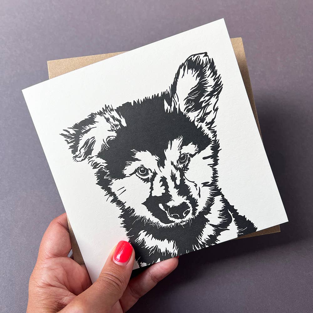 Penguin Ink Alsatian Puppy Big Card