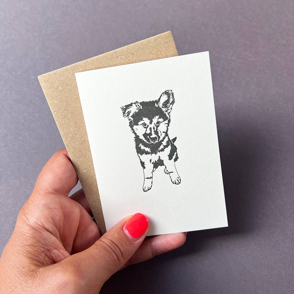 Penguin Ink Alsatian Puppy Big Card