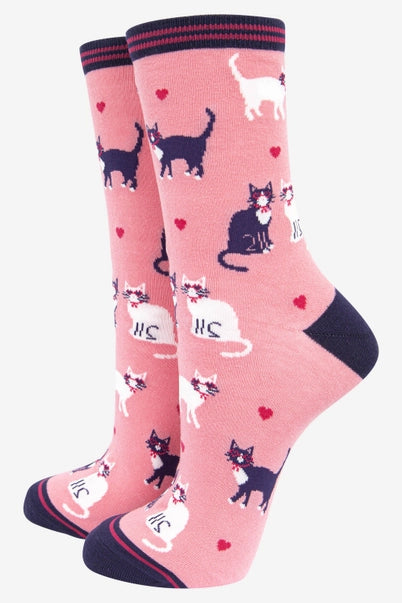 Sock Talk Cats In Love Bamboo Socks